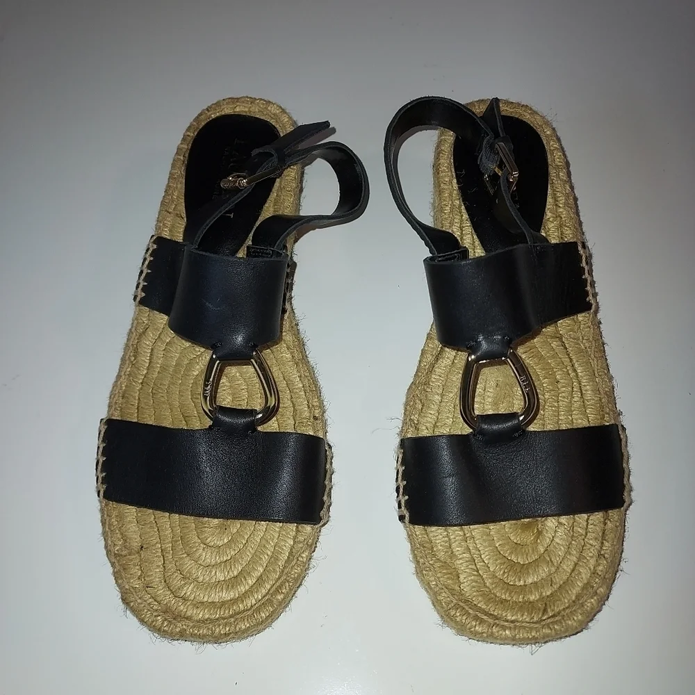 LAUREN by Ralph Lauren Bena Leather Espadrille Sandals